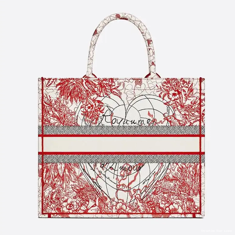 Cheap Motif D-Royaume d'Amour Red White Dior Dioramour Canvas Book Tote 0405 Luxury